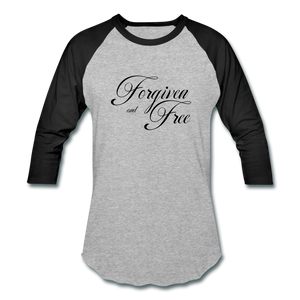 Forgiven & Free - Baseball T-Shirt - heather gray/black