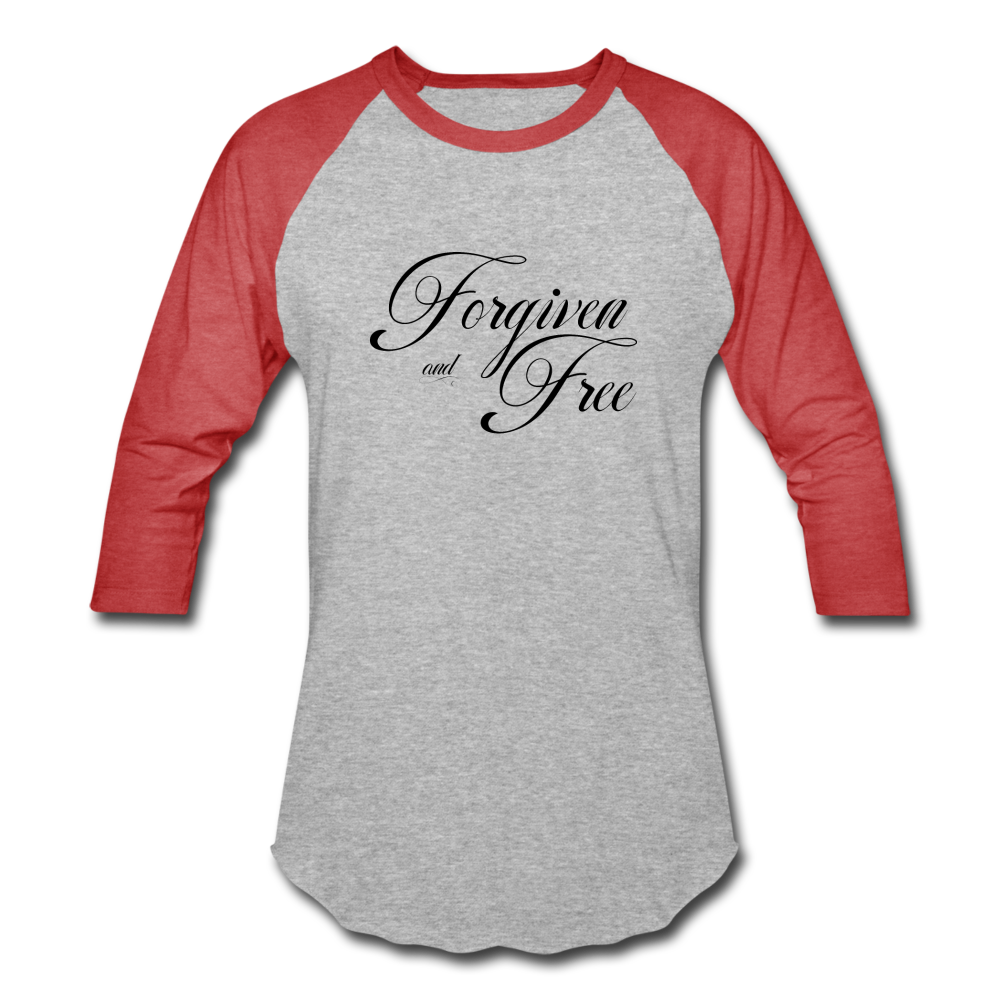 Forgiven & Free - Baseball T-Shirt - heather gray/red