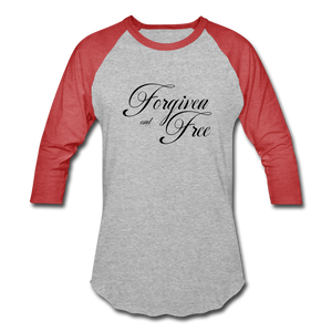 Forgiven & Free - Baseball T-Shirt - heather gray/red