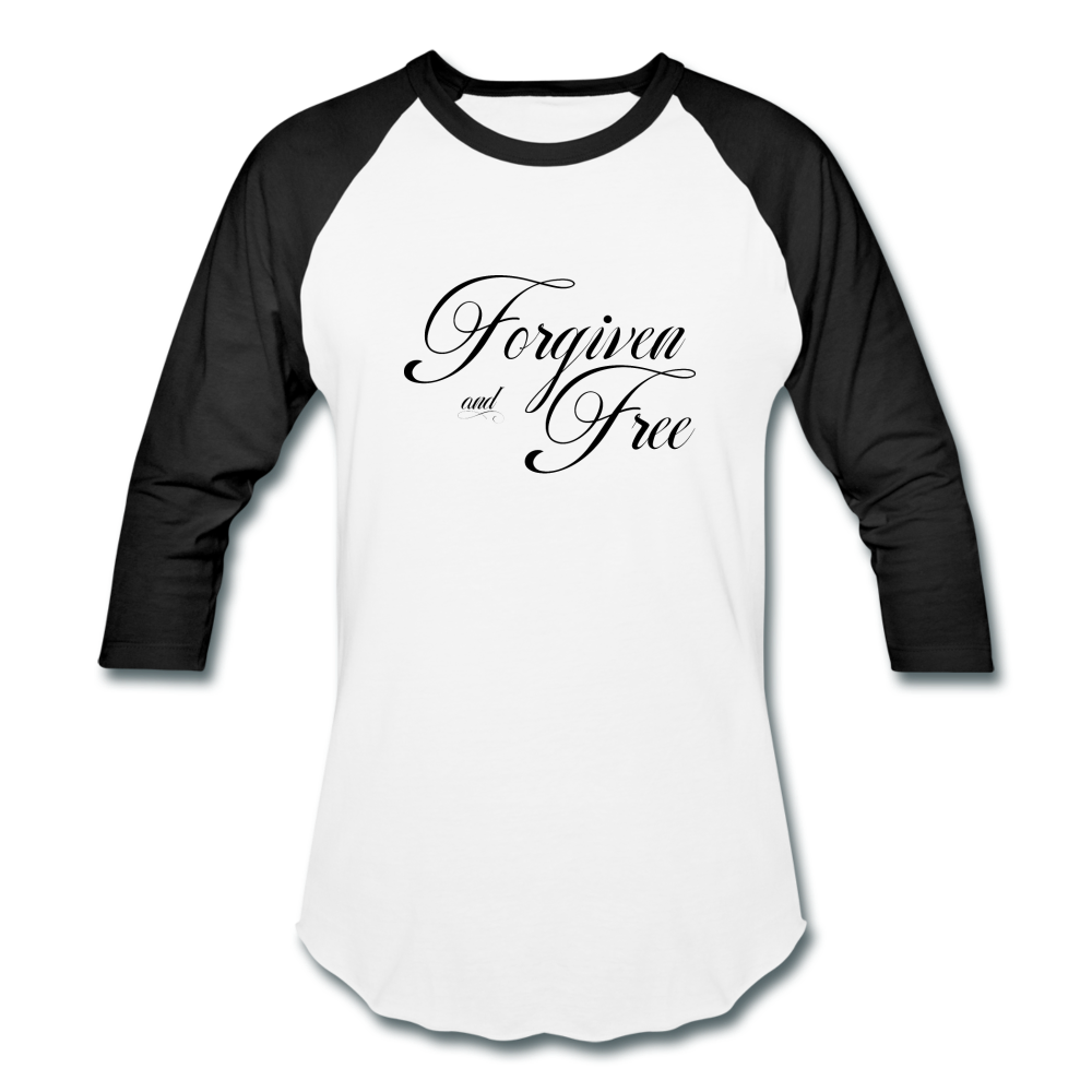 Forgiven & Free - Baseball T-Shirt - white/black