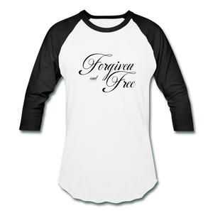 Forgiven & Free - Baseball T-Shirt - white/black