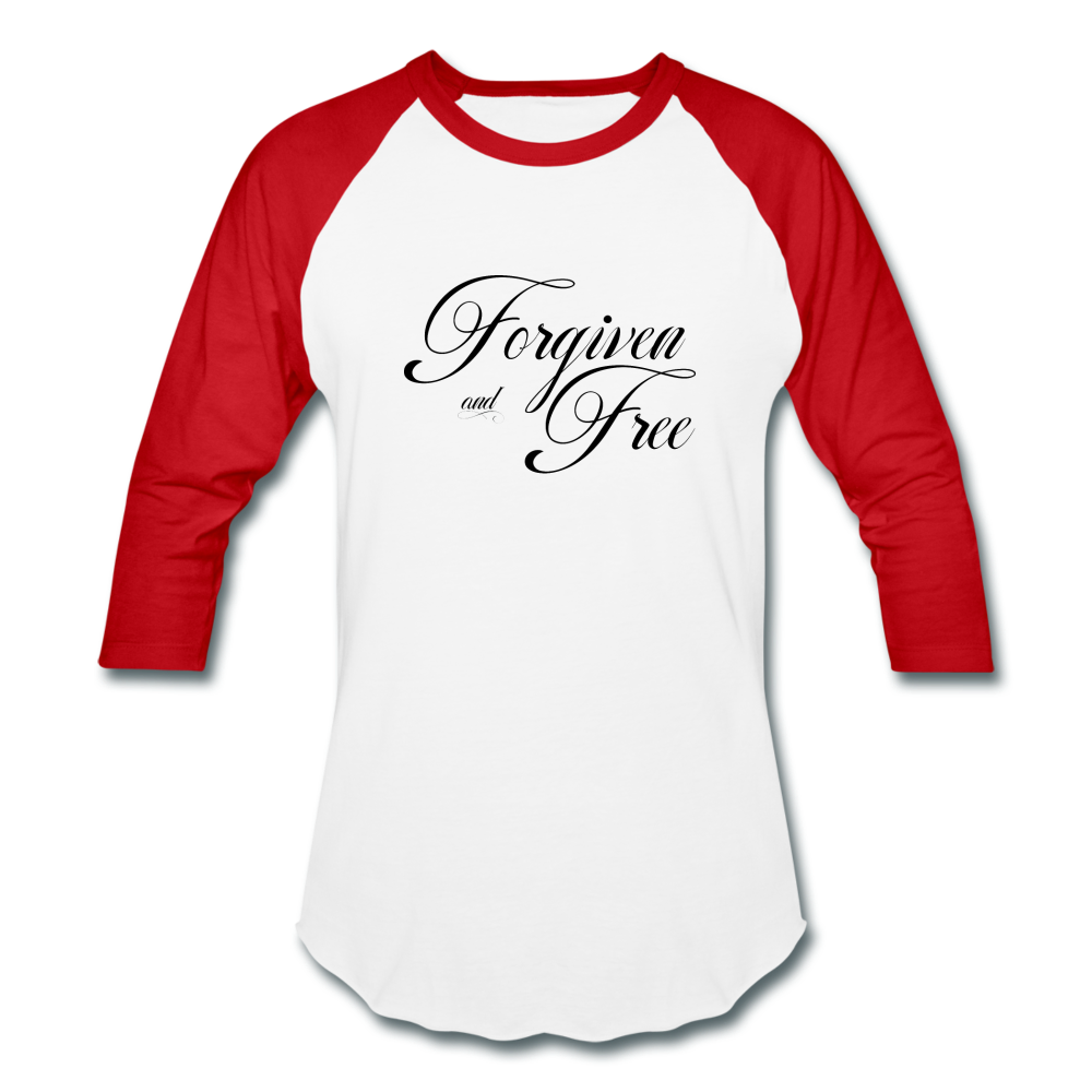 Forgiven & Free - Baseball T-Shirt - white/red