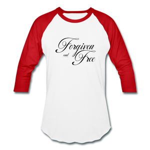 Forgiven & Free - Baseball T-Shirt - white/red