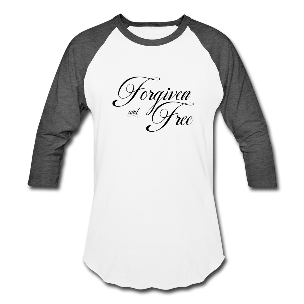 Forgiven & Free - Baseball T-Shirt - white/charcoal