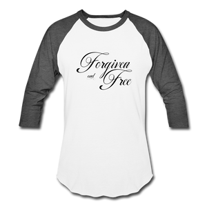 Forgiven & Free - Baseball T-Shirt - white/charcoal