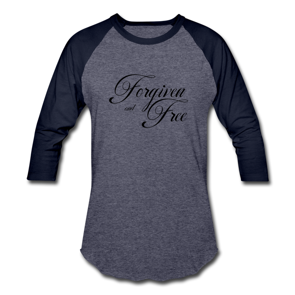 Forgiven & Free - Baseball T-Shirt - heather blue/navy