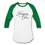 Forgiven & Free - Baseball T-Shirt - white/kelly green