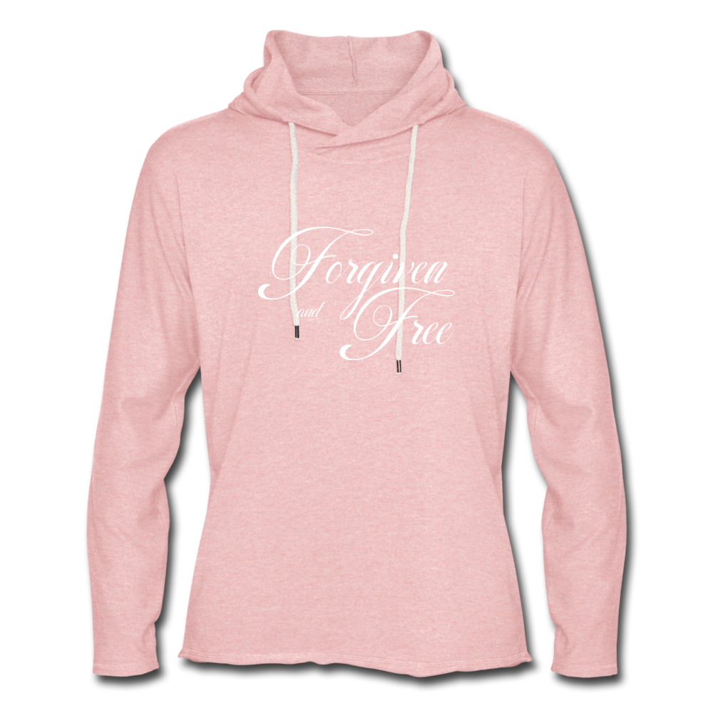 Forgiven & Free - Unisex Lightweight Terry Hoodie - cream heather pink