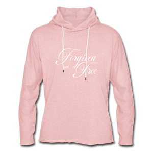 Forgiven & Free - Unisex Lightweight Terry Hoodie - cream heather pink