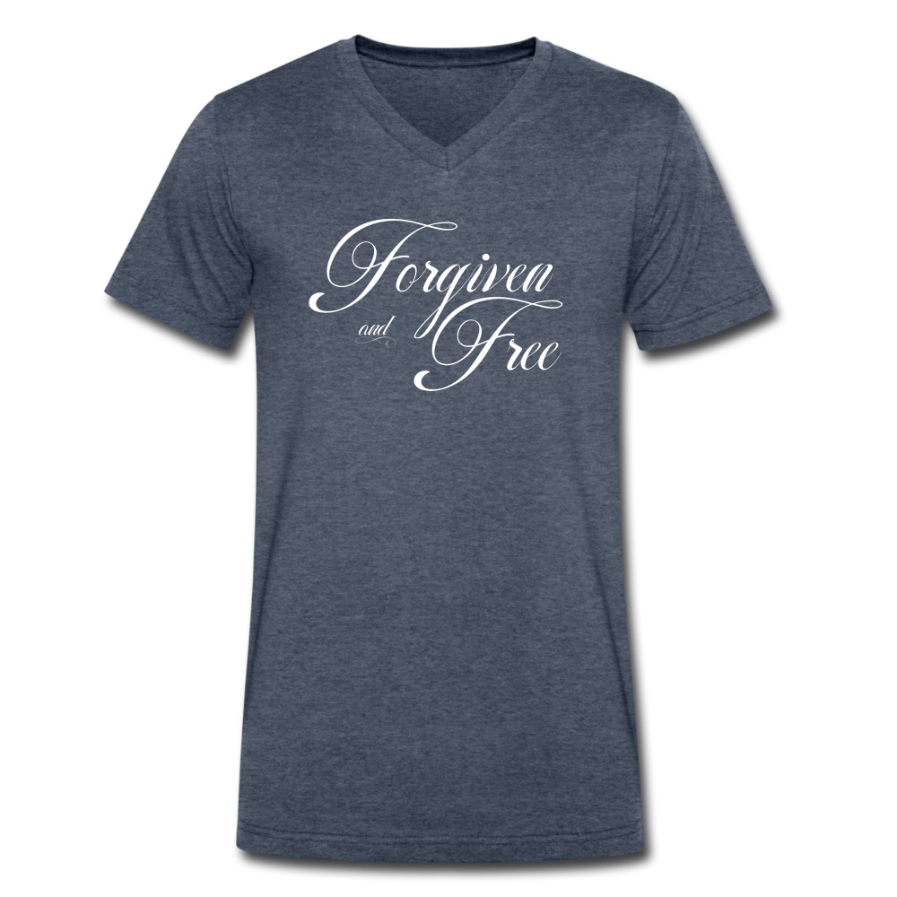 Forgiven & Free - Men's V-Neck T-Shirt - heather navy