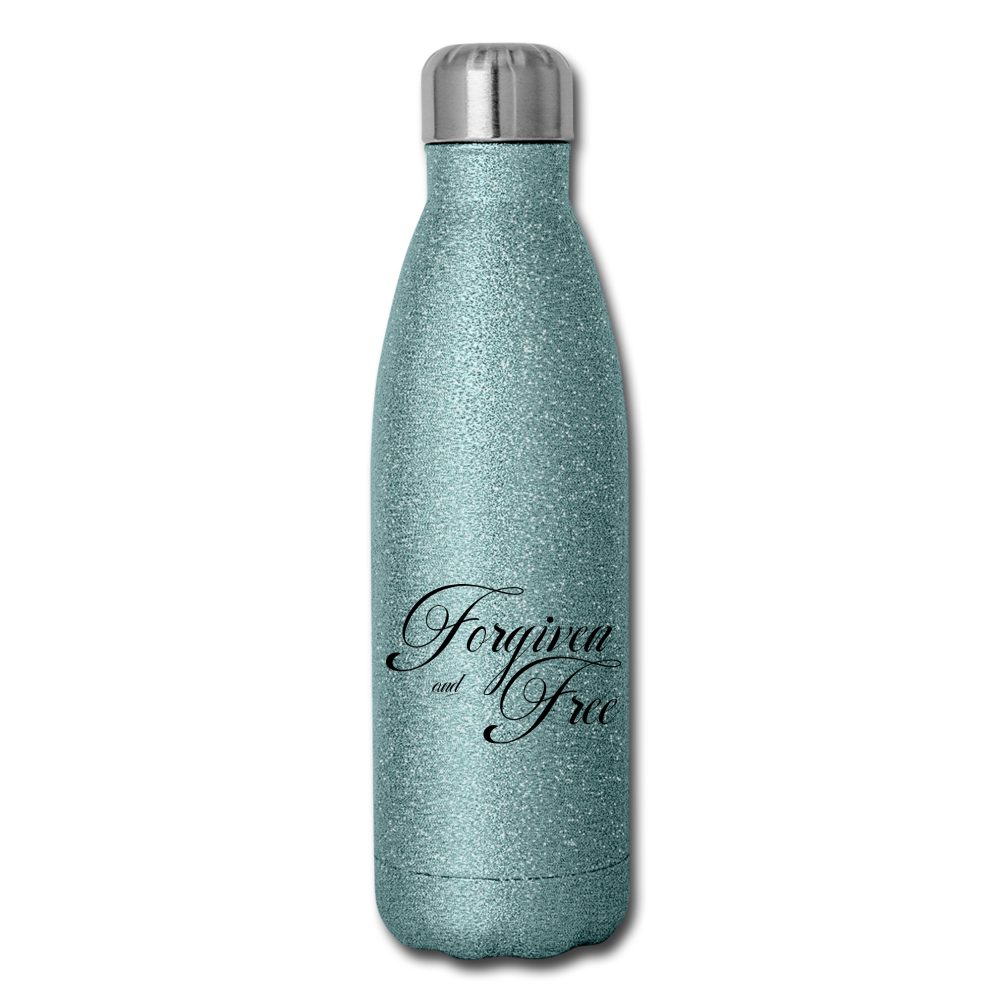 Forgiven & Free - Insulated Stainless Steel Water Bottle - turquoise glitter