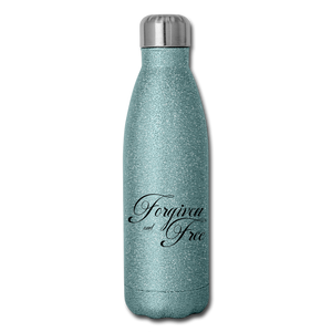 Forgiven & Free - Insulated Stainless Steel Water Bottle - turquoise glitter
