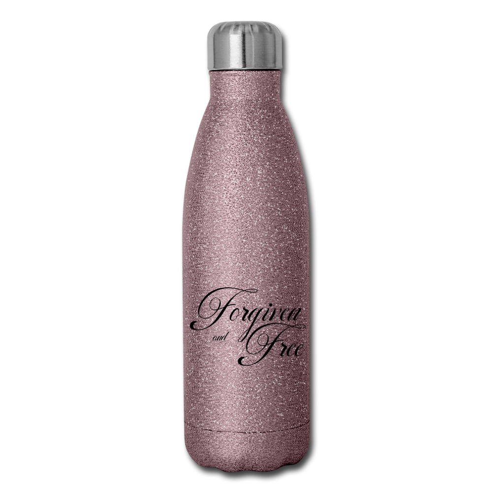 Forgiven & Free - Insulated Stainless Steel Water Bottle - pink glitter