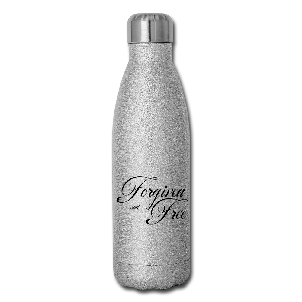 Forgiven & Free - Insulated Stainless Steel Water Bottle - silver glitter