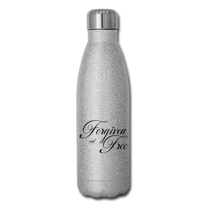 Forgiven & Free - Insulated Stainless Steel Water Bottle - silver glitter