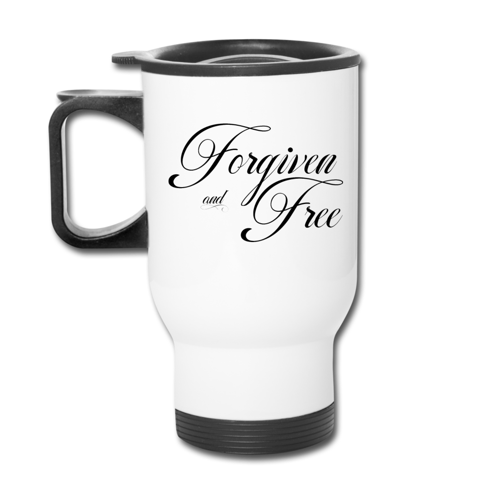 Forgiven & Free - Travel Mug - white