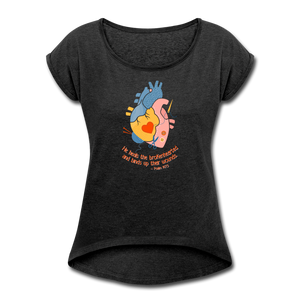 He Heals the Brokenhearted - Women's Roll Cuff T-Shirt - heather black