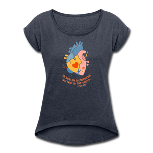 He Heals the Brokenhearted - Women's Roll Cuff T-Shirt - navy heather
