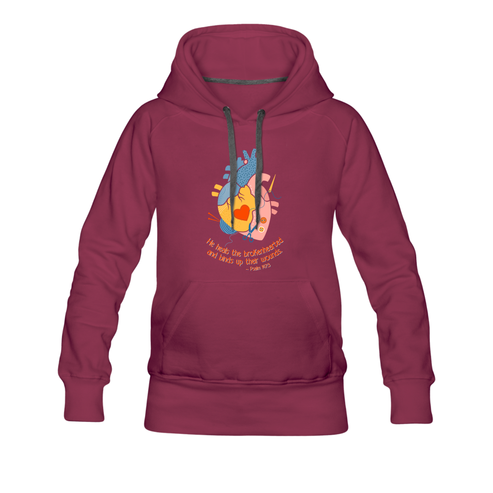 He Heals the Brokenhearted - Women’s Premium Hoodie - burgundy