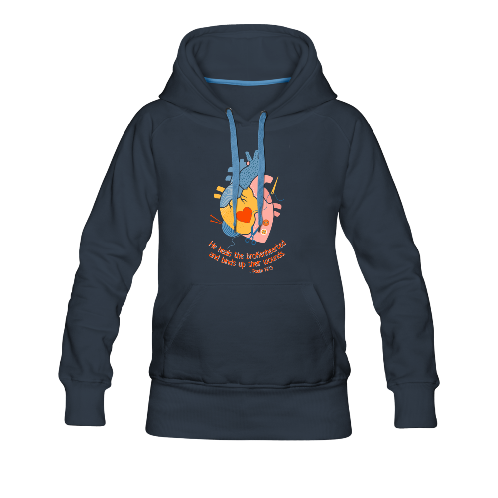 He Heals the Brokenhearted - Women’s Premium Hoodie - navy