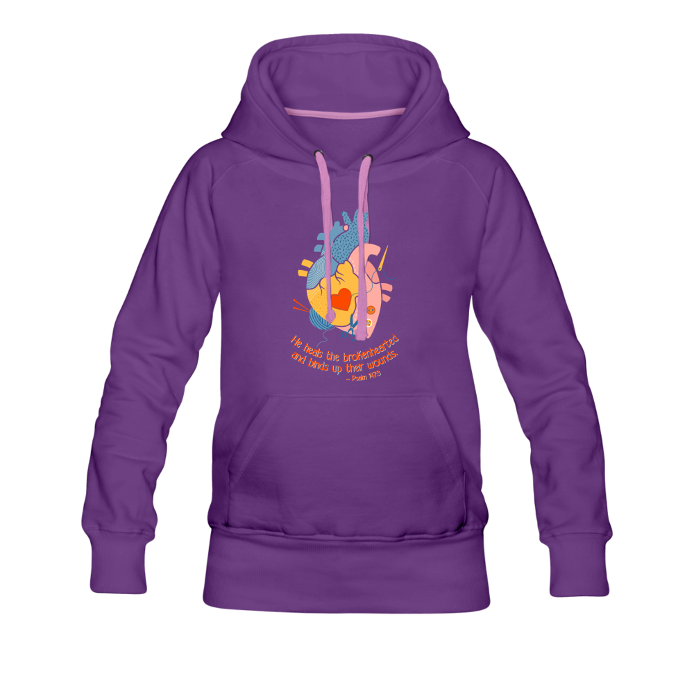 He Heals the Brokenhearted - Women’s Premium Hoodie - purple