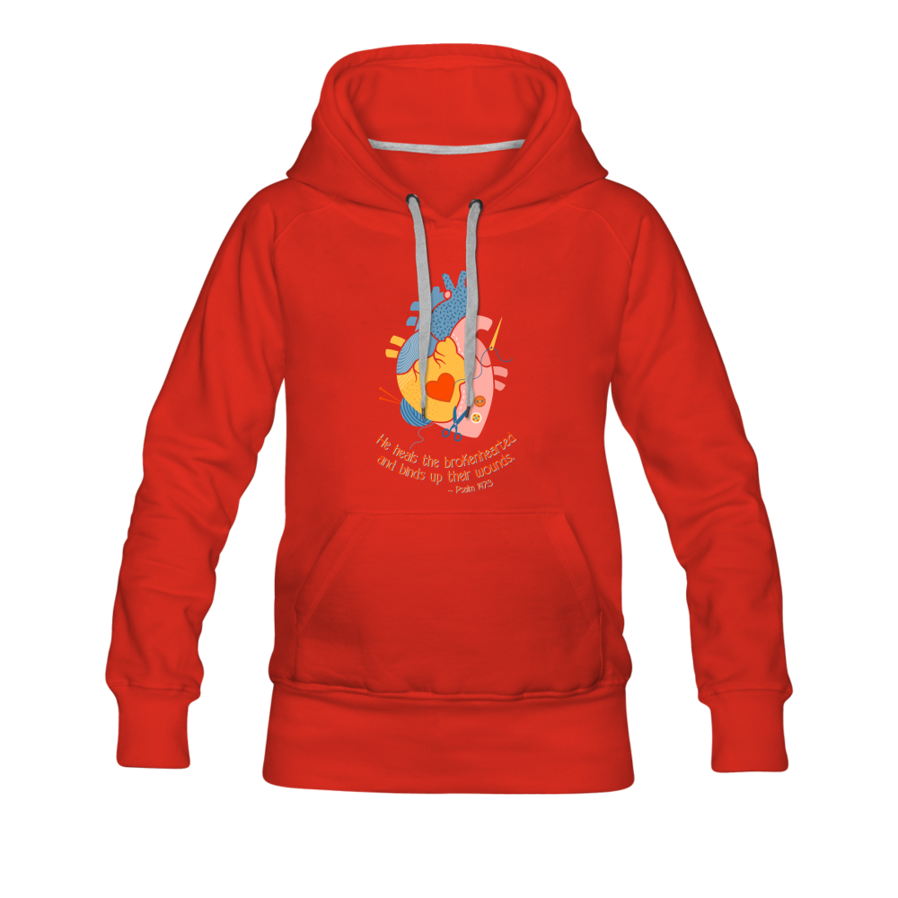 He Heals the Brokenhearted - Women’s Premium Hoodie - red