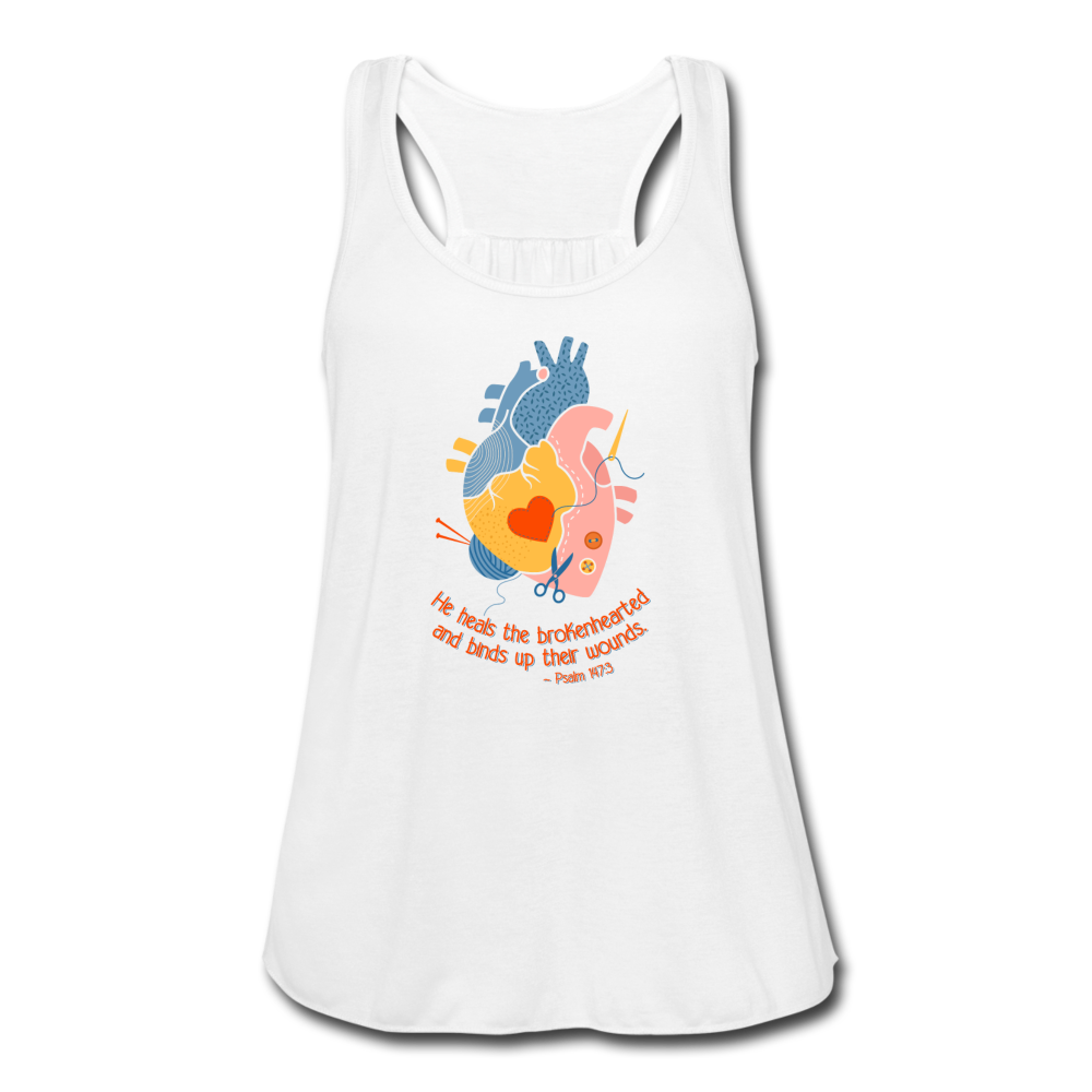 He Heals the Brokenhearted - Women's Flowy Tank Top - white