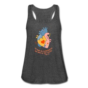 He Heals the Brokenhearted - Women's Flowy Tank Top - deep heather