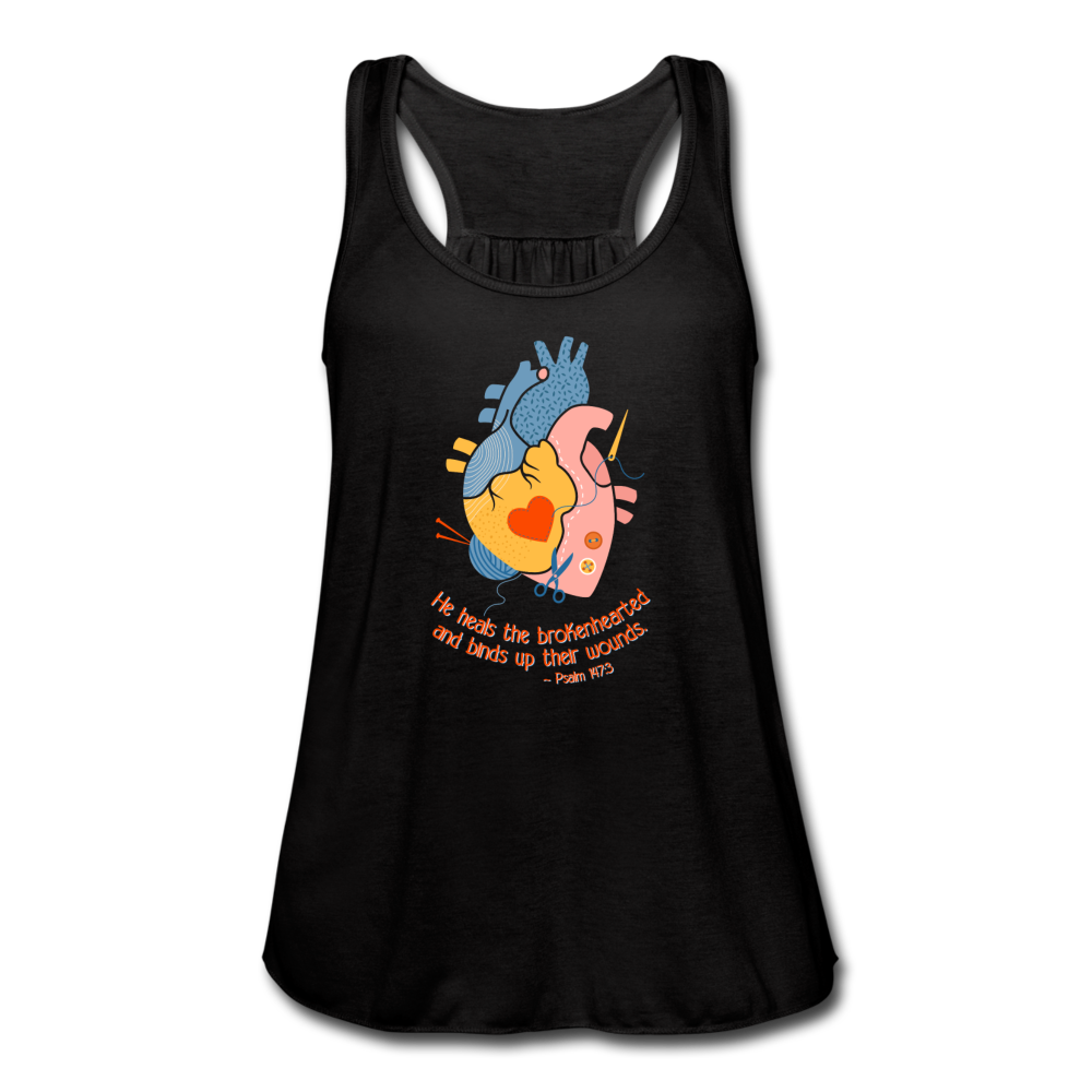 He Heals the Brokenhearted - Women's Flowy Tank Top - black