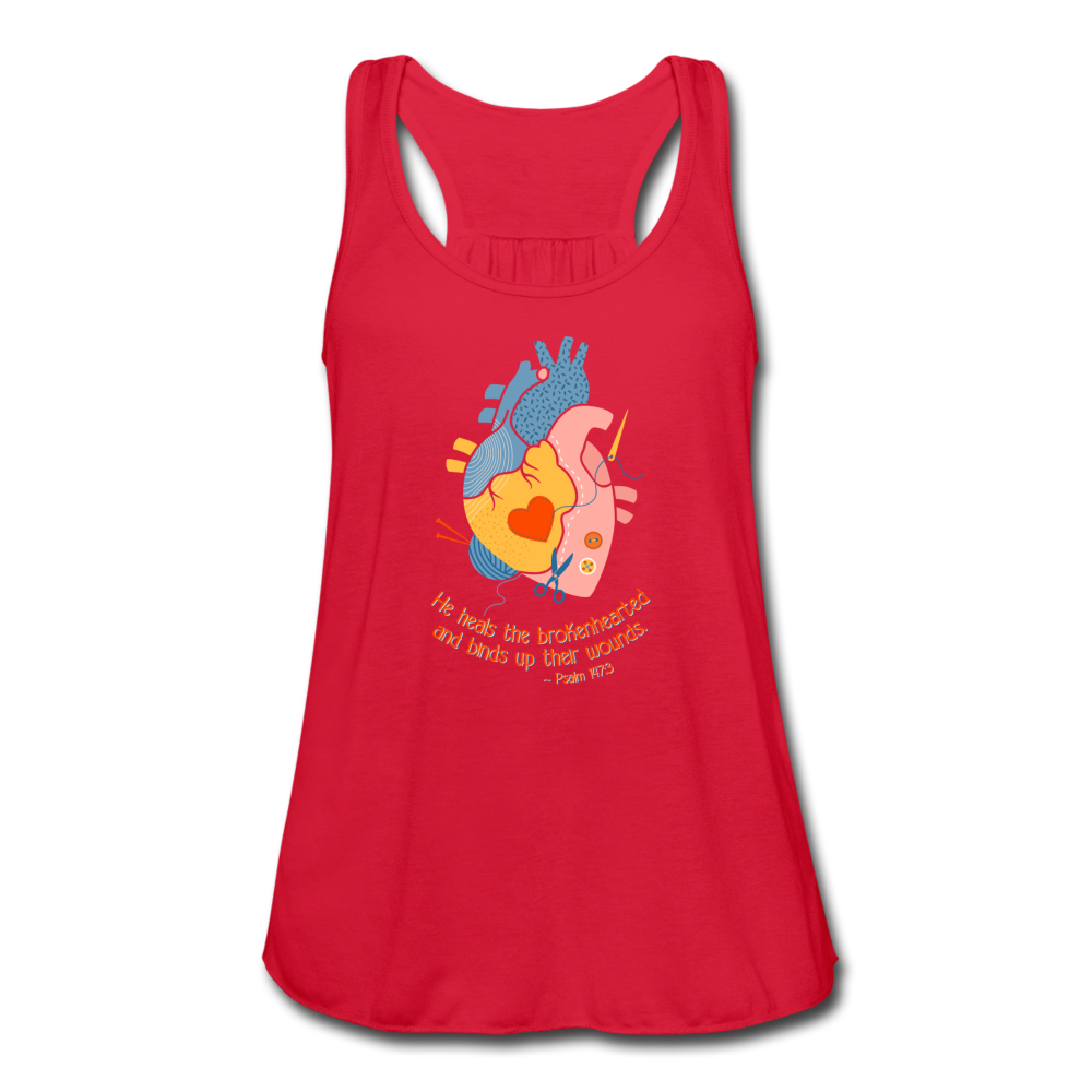 He Heals the Brokenhearted - Women's Flowy Tank Top - red