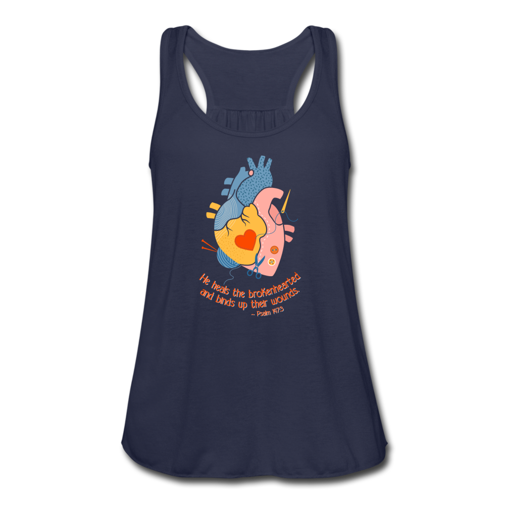 He Heals the Brokenhearted - Women's Flowy Tank Top - navy