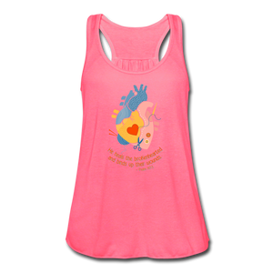 He Heals the Brokenhearted - Women's Flowy Tank Top - neon pink