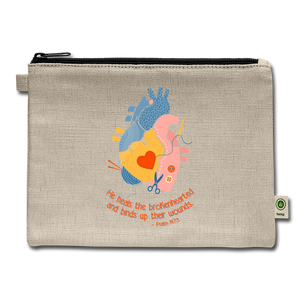 He Heals the Brokenhearted - Carry All Pouch - natural