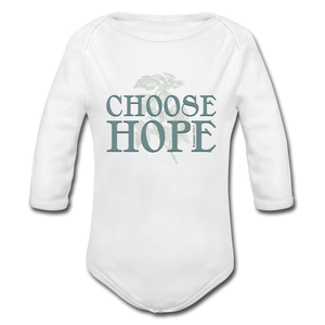 Choose Hope - Organic Long Sleeve Baby Bodysuit - white