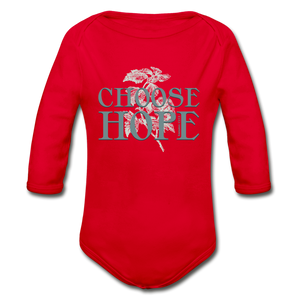 Choose Hope - Organic Long Sleeve Baby Bodysuit - red