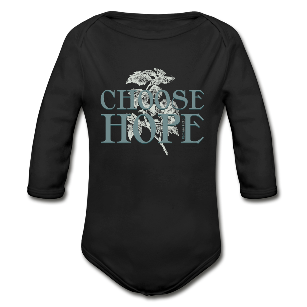 Choose Hope - Organic Long Sleeve Baby Bodysuit - black