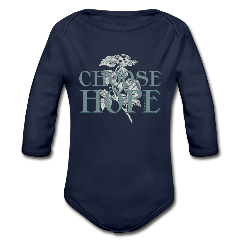 Choose Hope - Organic Long Sleeve Baby Bodysuit - dark navy