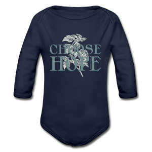 Choose Hope - Organic Long Sleeve Baby Bodysuit - dark navy