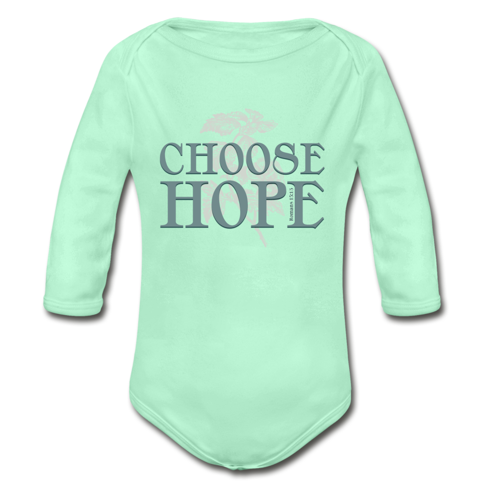 Choose Hope - Organic Long Sleeve Baby Bodysuit - light mint