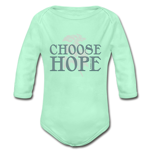 Choose Hope - Organic Long Sleeve Baby Bodysuit - light mint