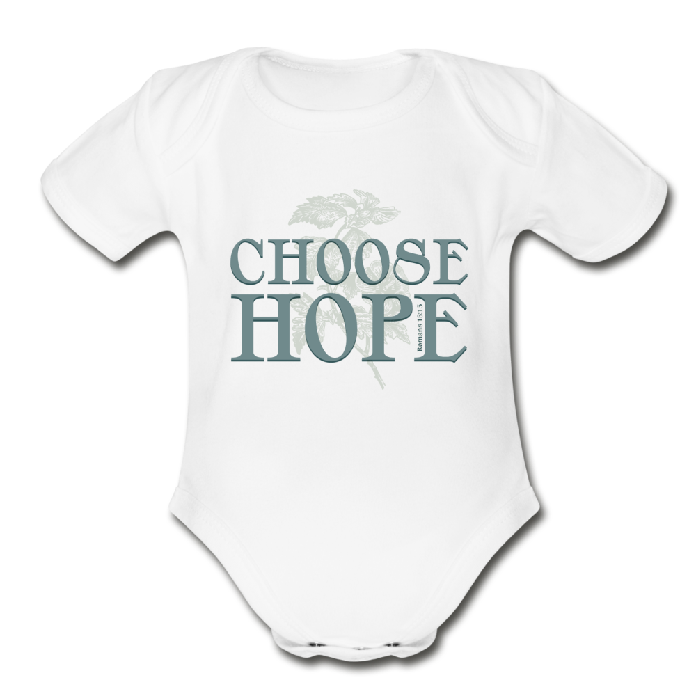 Choose Hope - Organic Short Sleeve Baby Bodysuit - white