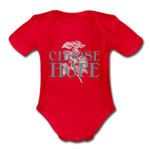 Choose Hope - Organic Short Sleeve Baby Bodysuit - red