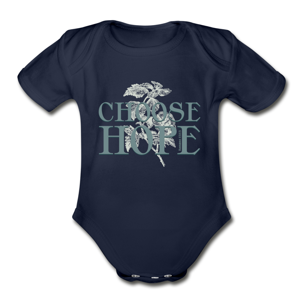 Choose Hope - Organic Short Sleeve Baby Bodysuit - dark navy
