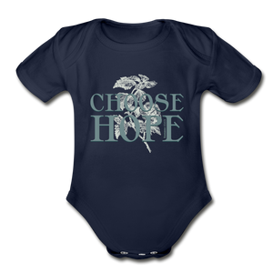 Choose Hope - Organic Short Sleeve Baby Bodysuit - dark navy