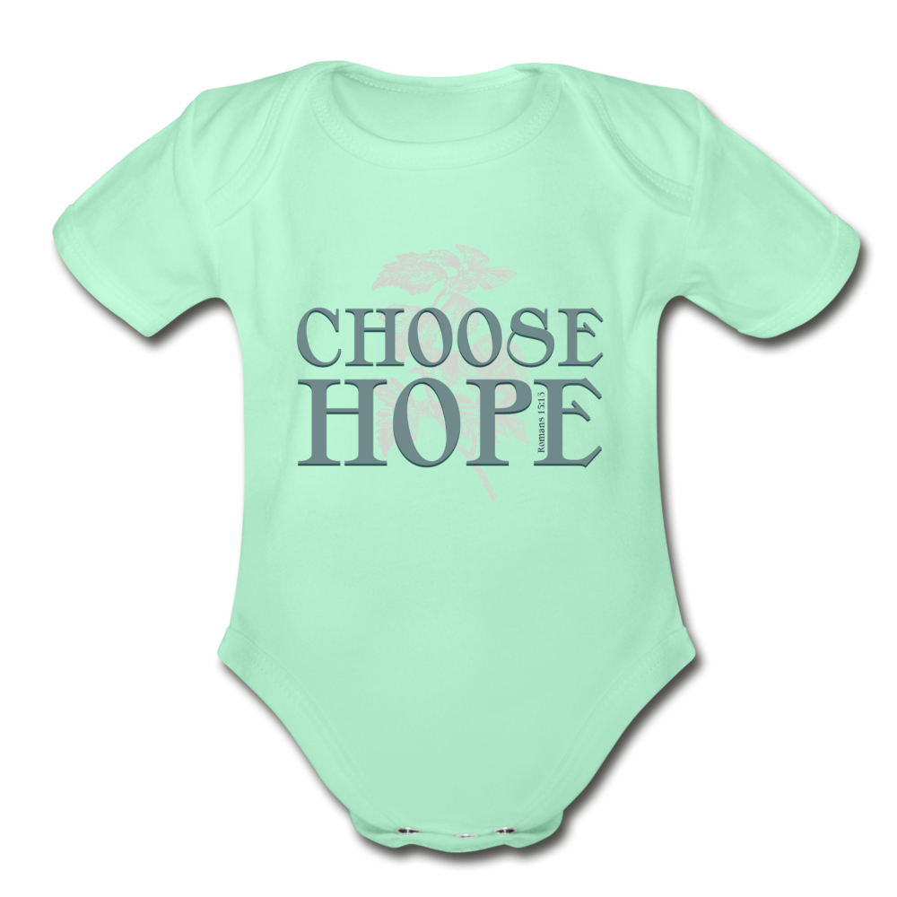 Choose Hope - Organic Short Sleeve Baby Bodysuit - light mint