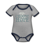 Choose Hope - Organic Contrast Short Sleeve Baby Bodysuit - heather gray/navy