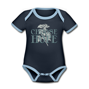 Choose Hope - Organic Contrast Short Sleeve Baby Bodysuit - navy/sky