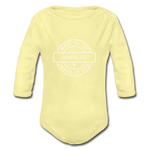 Made in the Image of God - Organic Long Sleeve Baby Bodysuit - washed yellow