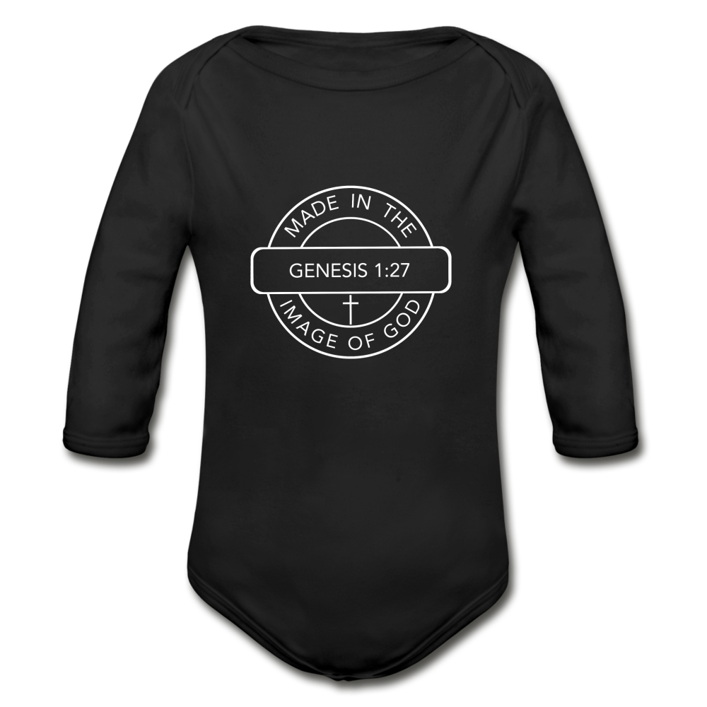 Made in the Image of God - Organic Long Sleeve Baby Bodysuit - black
