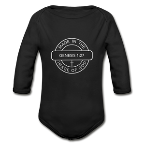 Made in the Image of God - Organic Long Sleeve Baby Bodysuit - black